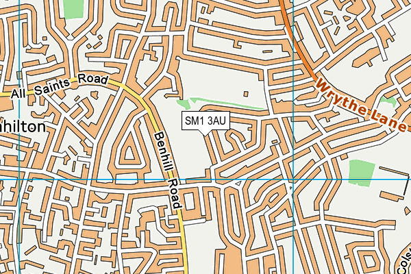 SM1 3AU map - OS VectorMap District (Ordnance Survey)