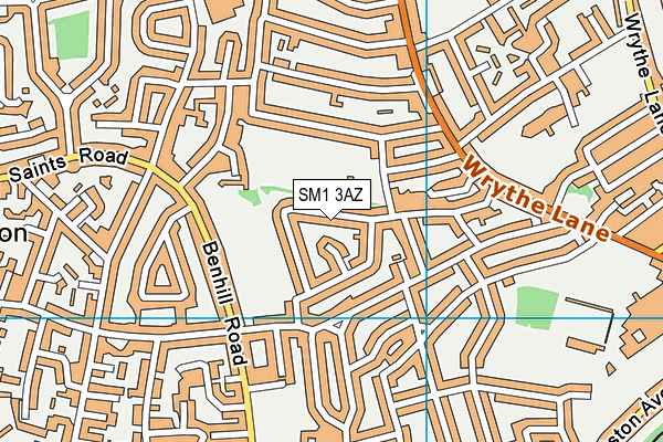 SM1 3AZ map - OS VectorMap District (Ordnance Survey)