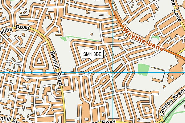 SM1 3BE map - OS VectorMap District (Ordnance Survey)