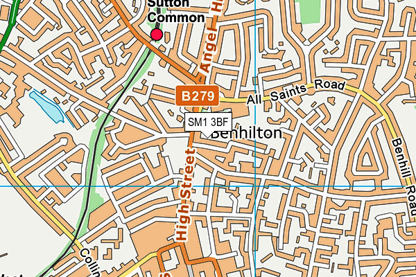 SM1 3BF map - OS VectorMap District (Ordnance Survey)