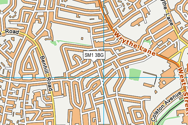 SM1 3BG map - OS VectorMap District (Ordnance Survey)