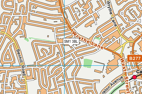 SM1 3BL map - OS VectorMap District (Ordnance Survey)