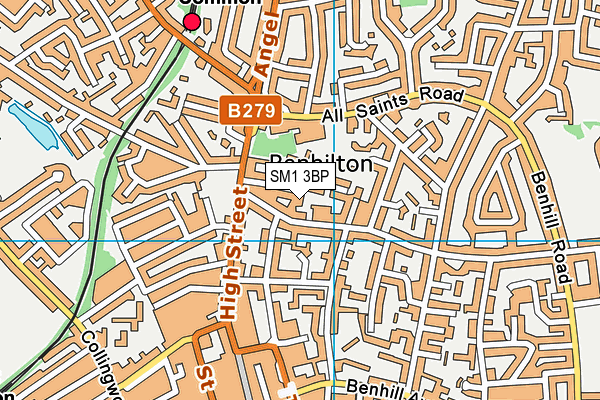 SM1 3BP map - OS VectorMap District (Ordnance Survey)