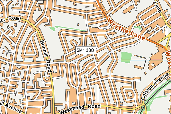 SM1 3BQ map - OS VectorMap District (Ordnance Survey)