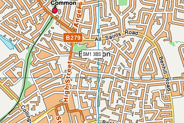 SM1 3BS map - OS VectorMap District (Ordnance Survey)