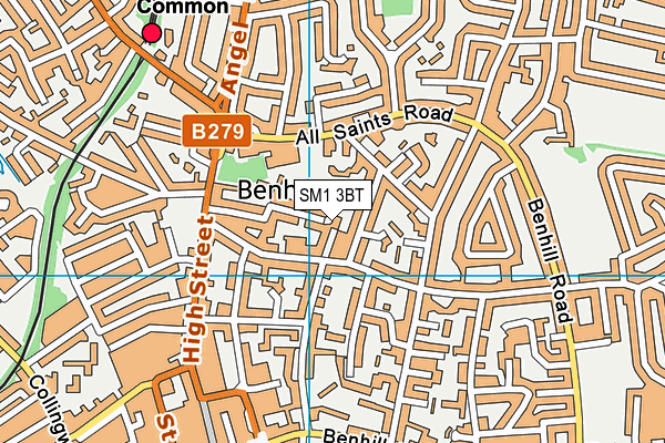 SM1 3BT map - OS VectorMap District (Ordnance Survey)