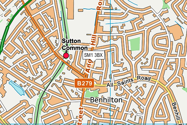 SM1 3BX map - OS VectorMap District (Ordnance Survey)