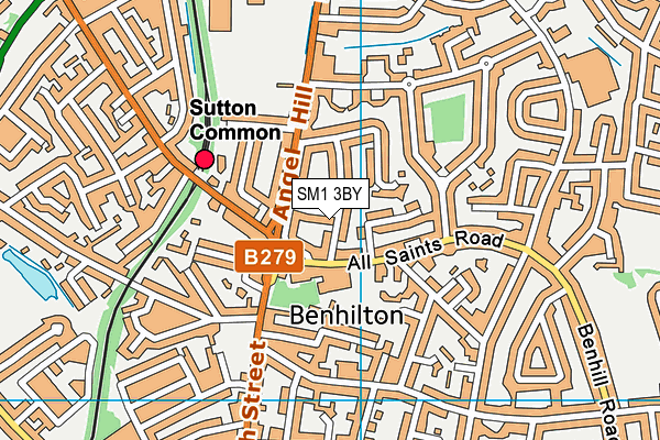 SM1 3BY map - OS VectorMap District (Ordnance Survey)