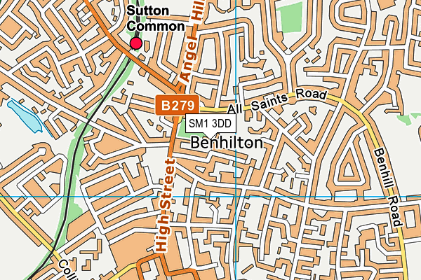 SM1 3DD map - OS VectorMap District (Ordnance Survey)