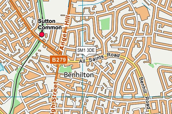 SM1 3DE map - OS VectorMap District (Ordnance Survey)