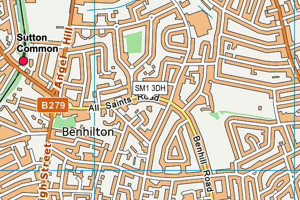 SM1 3DH map - OS VectorMap District (Ordnance Survey)