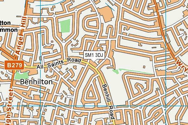 SM1 3DJ map - OS VectorMap District (Ordnance Survey)