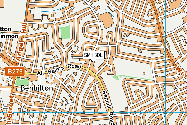 SM1 3DL map - OS VectorMap District (Ordnance Survey)