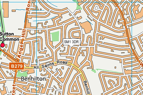 SM1 3DR map - OS VectorMap District (Ordnance Survey)