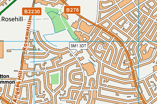 SM1 3DT map - OS VectorMap District (Ordnance Survey)