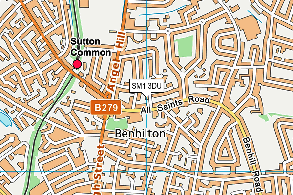 SM1 3DU map - OS VectorMap District (Ordnance Survey)