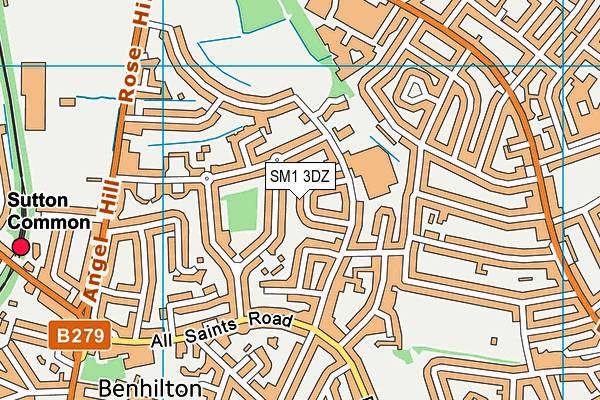 SM1 3DZ map - OS VectorMap District (Ordnance Survey)