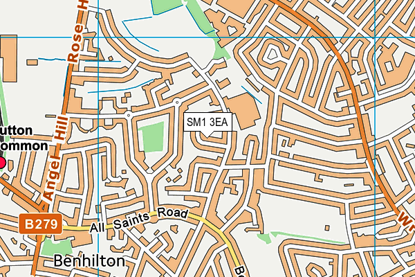 SM1 3EA map - OS VectorMap District (Ordnance Survey)