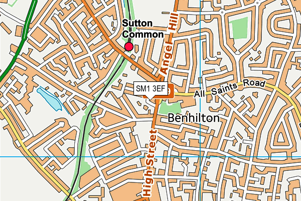 SM1 3EF map - OS VectorMap District (Ordnance Survey)