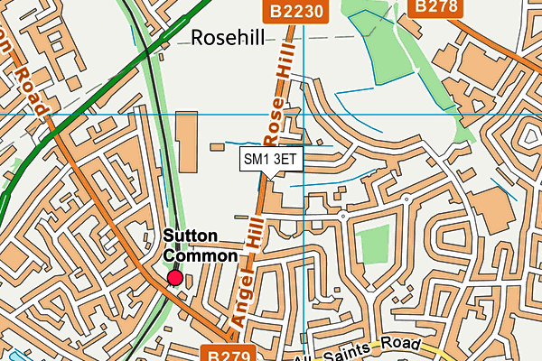 SM1 3ET map - OS VectorMap District (Ordnance Survey)