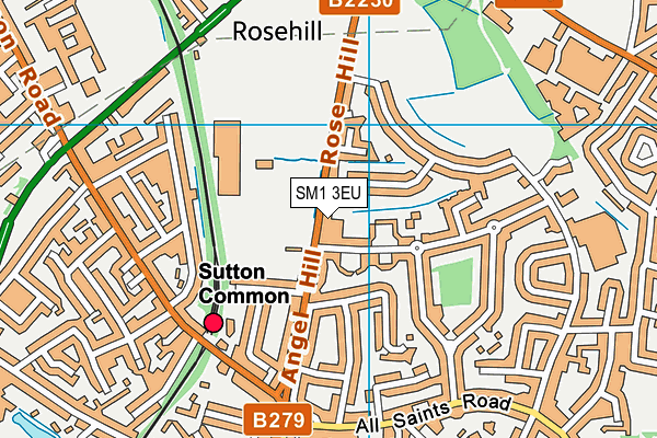 SM1 3EU map - OS VectorMap District (Ordnance Survey)