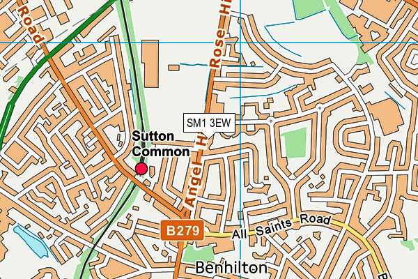 SM1 3EW map - OS VectorMap District (Ordnance Survey)