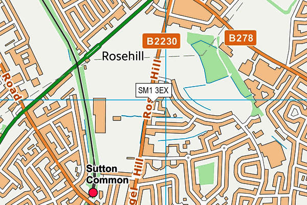 SM1 3EX map - OS VectorMap District (Ordnance Survey)