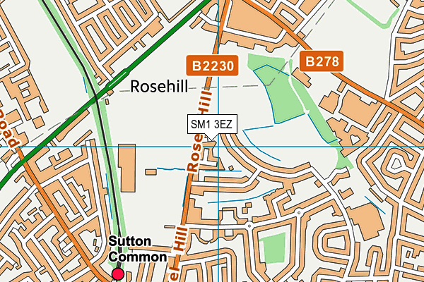 Rosehill Park map (SM1 3EZ) - OS VectorMap District (Ordnance Survey)