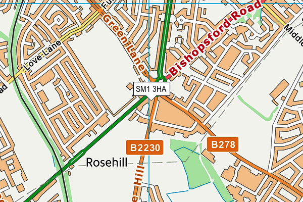 SM1 3HA map - OS VectorMap District (Ordnance Survey)