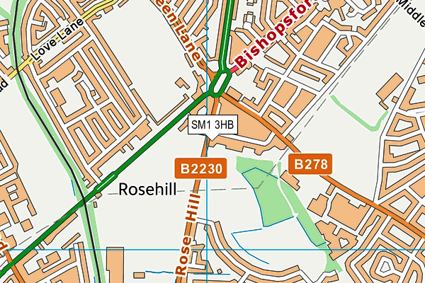 SM1 3HB map - OS VectorMap District (Ordnance Survey)