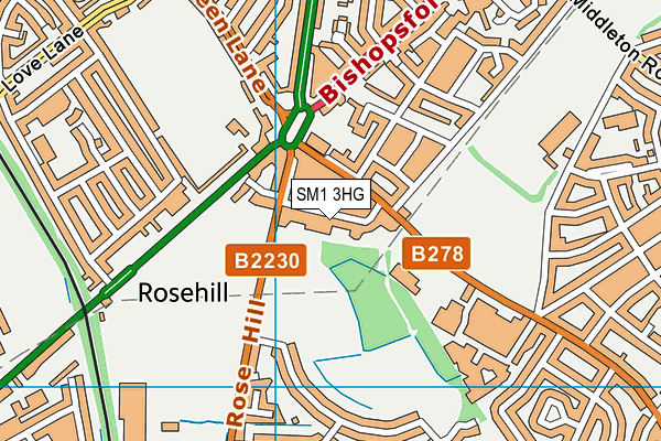 SM1 3HG map - OS VectorMap District (Ordnance Survey)