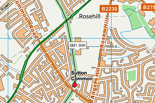 SM1 3HH map - OS VectorMap District (Ordnance Survey)