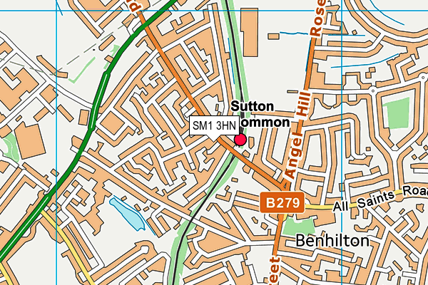 SM1 3HN map - OS VectorMap District (Ordnance Survey)