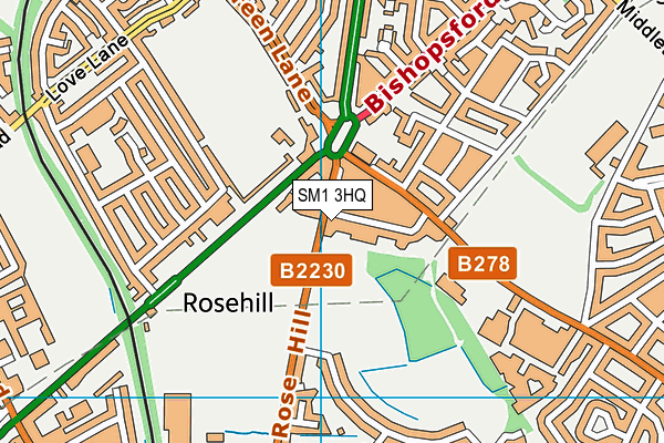 SM1 3HQ map - OS VectorMap District (Ordnance Survey)