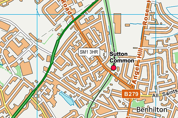 SM1 3HR map - OS VectorMap District (Ordnance Survey)