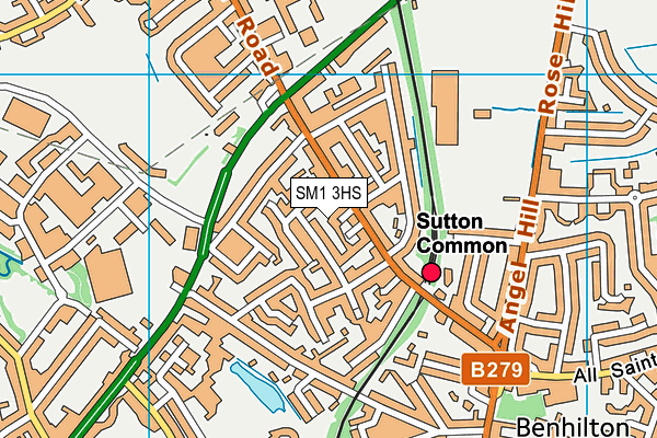 SM1 3HS map - OS VectorMap District (Ordnance Survey)