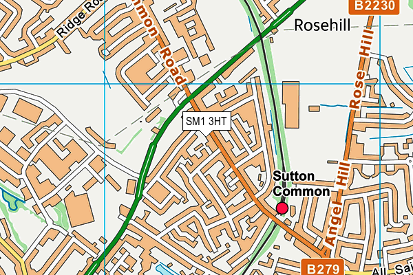 SM1 3HT map - OS VectorMap District (Ordnance Survey)