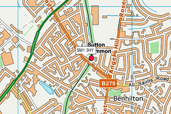 SM1 3HY map - OS VectorMap District (Ordnance Survey)