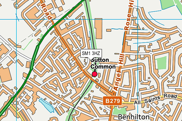 SM1 3HZ map - OS VectorMap District (Ordnance Survey)