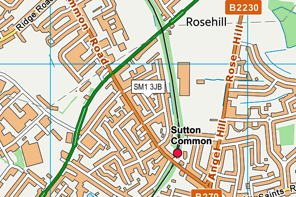 SM1 3JB map - OS VectorMap District (Ordnance Survey)