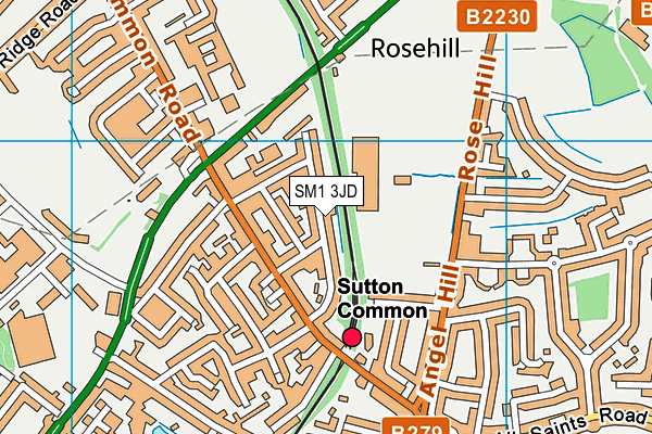 SM1 3JD map - OS VectorMap District (Ordnance Survey)