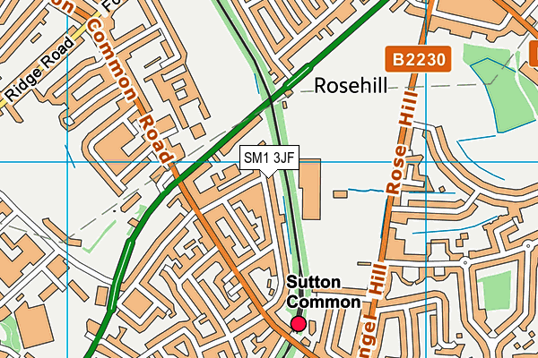 SM1 3JF map - OS VectorMap District (Ordnance Survey)