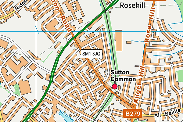 SM1 3JQ map - OS VectorMap District (Ordnance Survey)