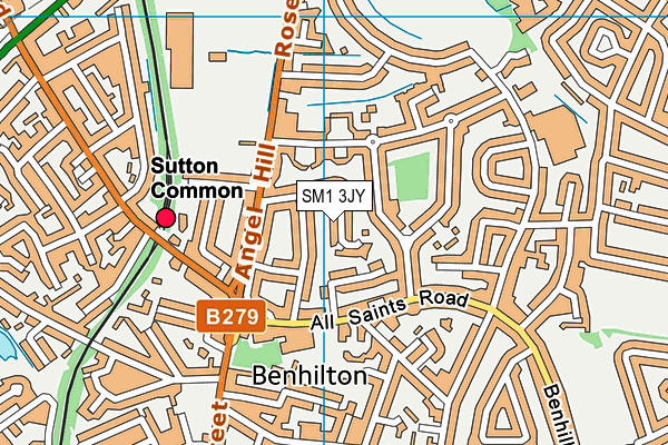 SM1 3JY map - OS VectorMap District (Ordnance Survey)