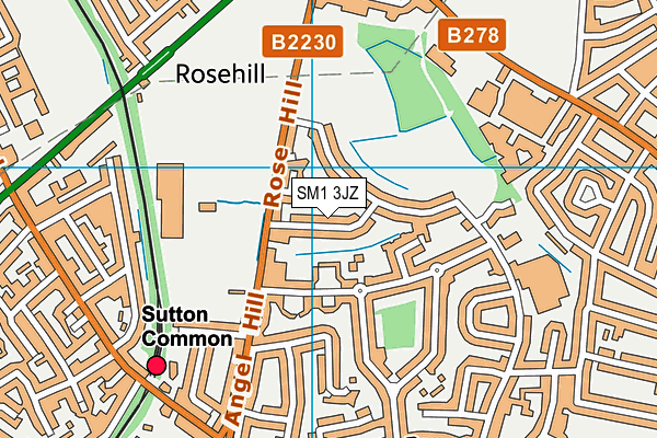 SM1 3JZ map - OS VectorMap District (Ordnance Survey)
