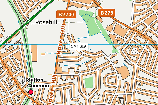 SM1 3LA map - OS VectorMap District (Ordnance Survey)