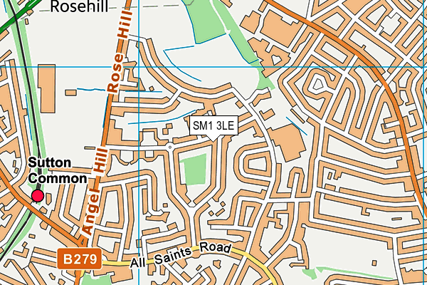 SM1 3LE map - OS VectorMap District (Ordnance Survey)