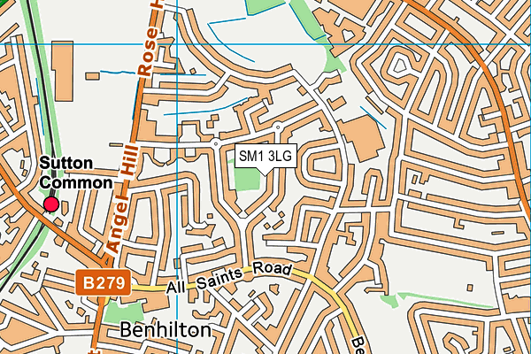 SM1 3LG map - OS VectorMap District (Ordnance Survey)