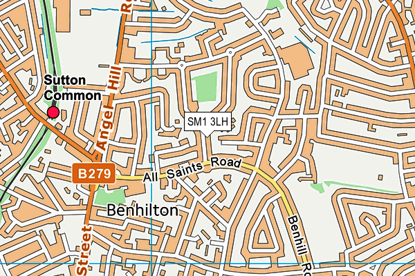 SM1 3LH map - OS VectorMap District (Ordnance Survey)