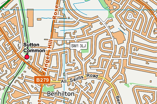 SM1 3LJ map - OS VectorMap District (Ordnance Survey)